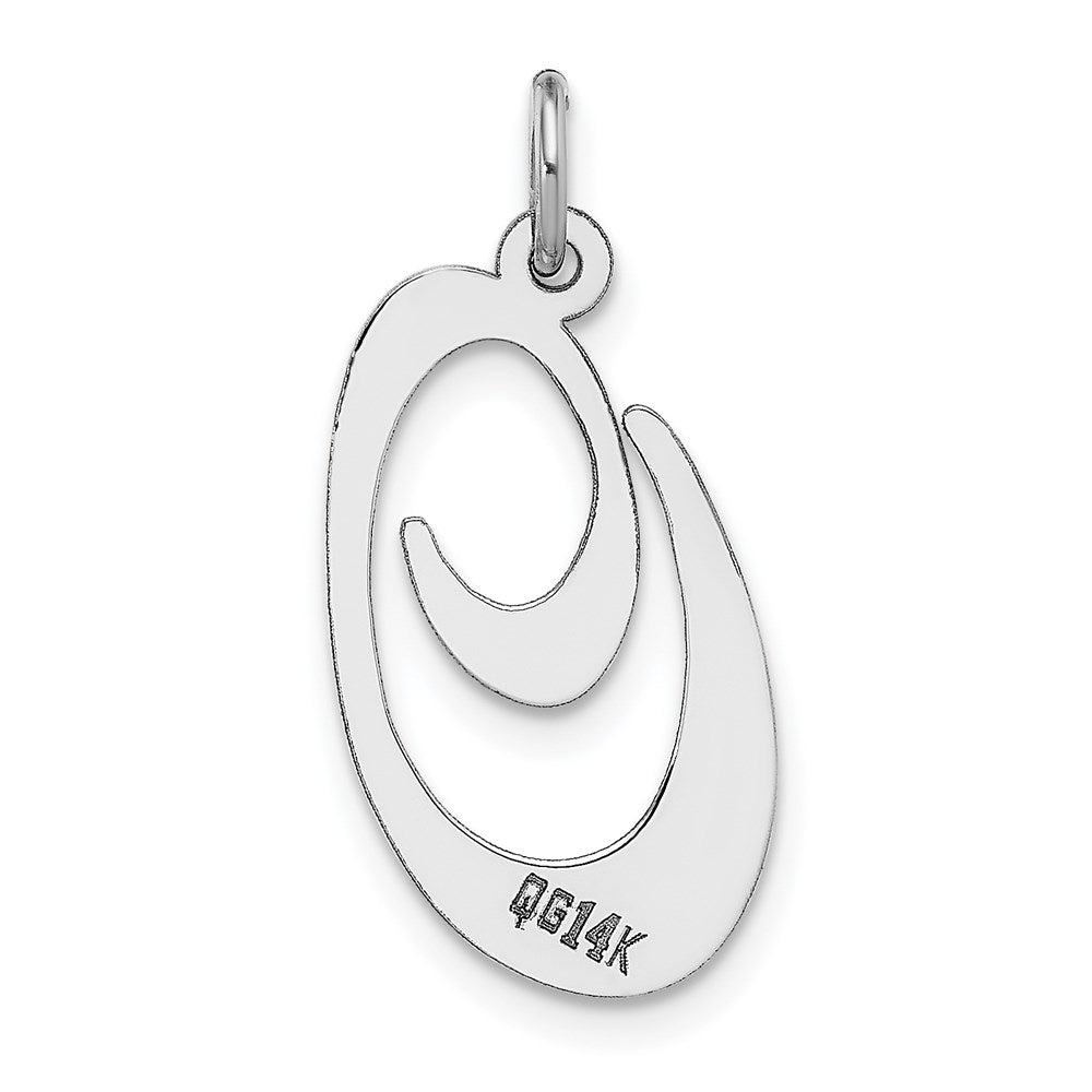 14k White Gold Large Fancy Script Letter O Initial Charm