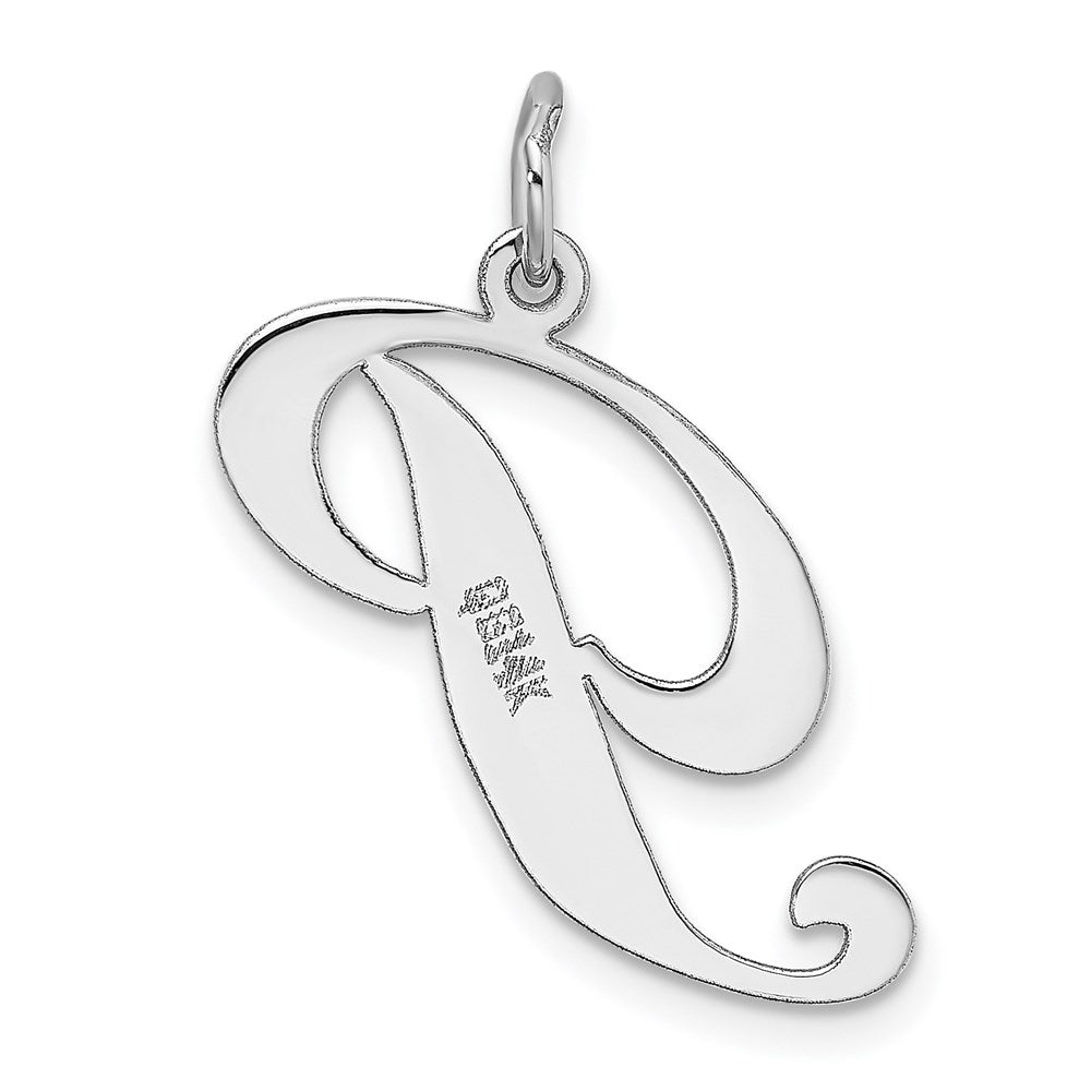 14k White Gold Large Fancy Script Letter P Initial Charm