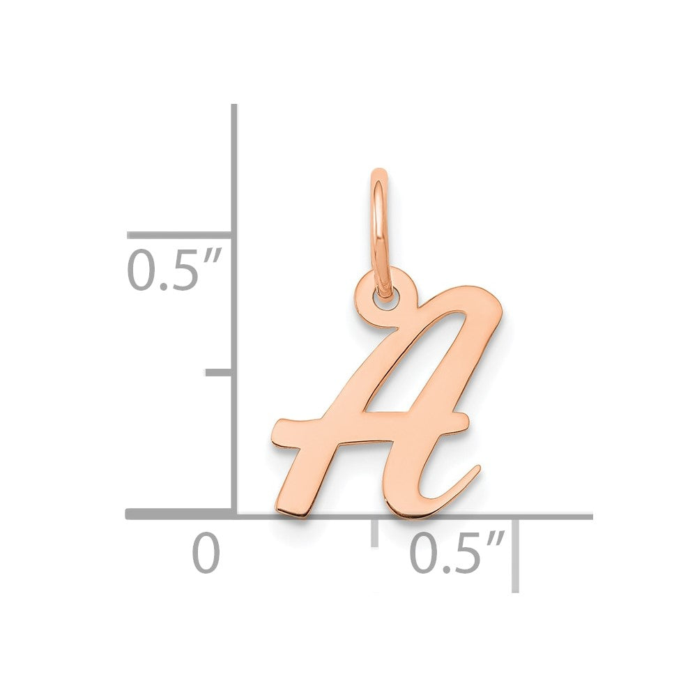 14k Rose Gold Small Script Letter A Initial Charm