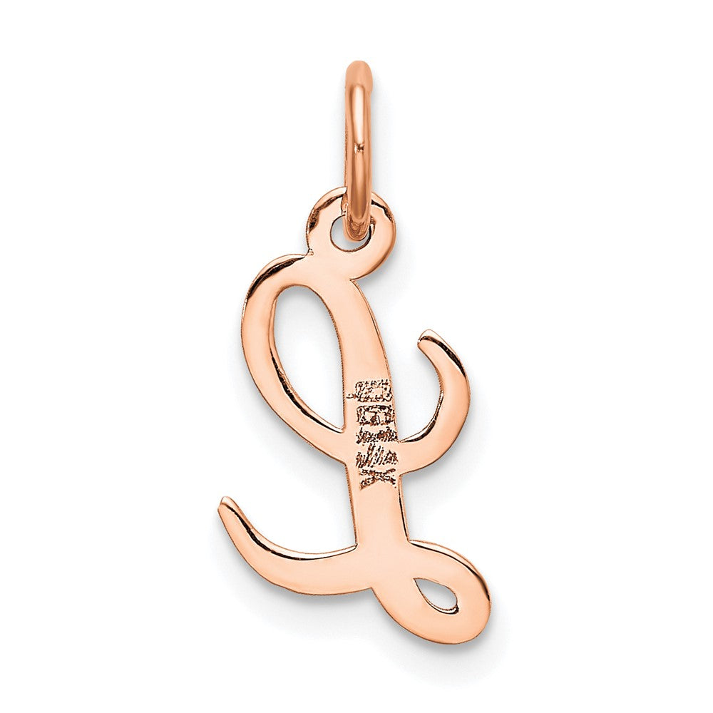 14k Rose Gold Small Script Letter L Initial Charm