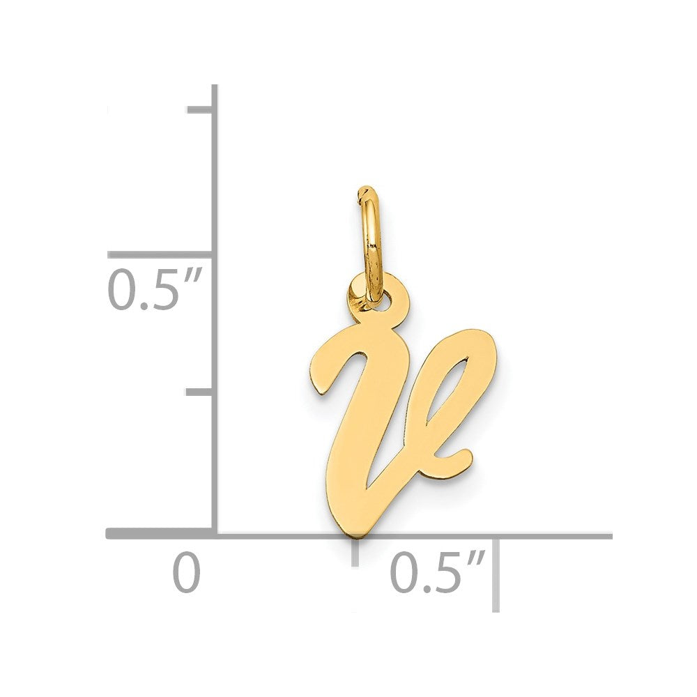 14k Small Script Letter V Initial Charm