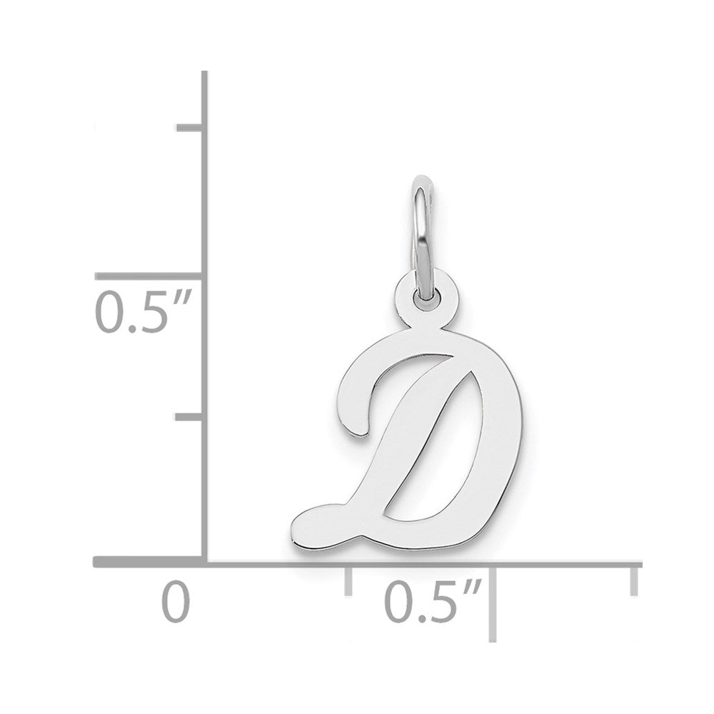 14k White Gold Small Script Letter D Initial Charm