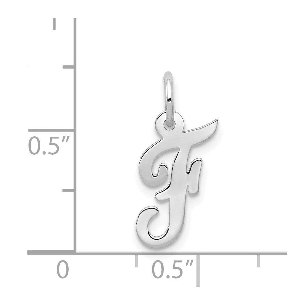 14k White Gold Small Script Letter F Initial Charm