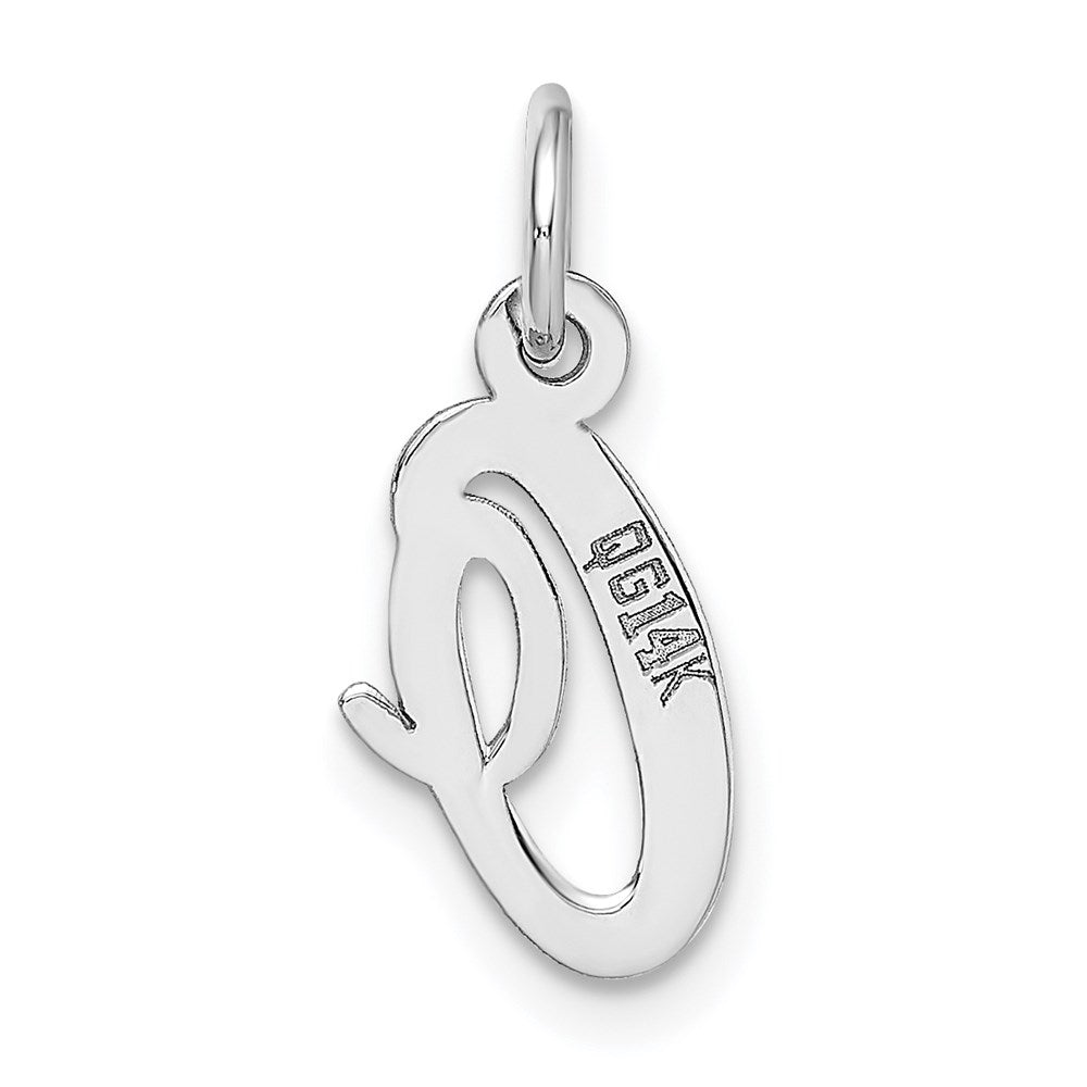 14k White Gold Small Script Letter O Initial Charm