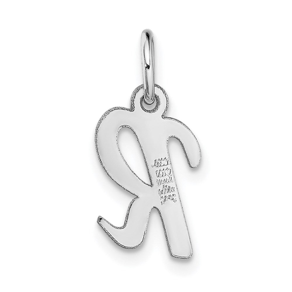 14k White Gold Small Script Letter R Initial Charm
