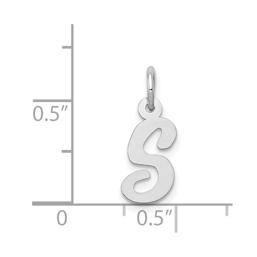 14k White Gold Small Script Letter S Initial Charm