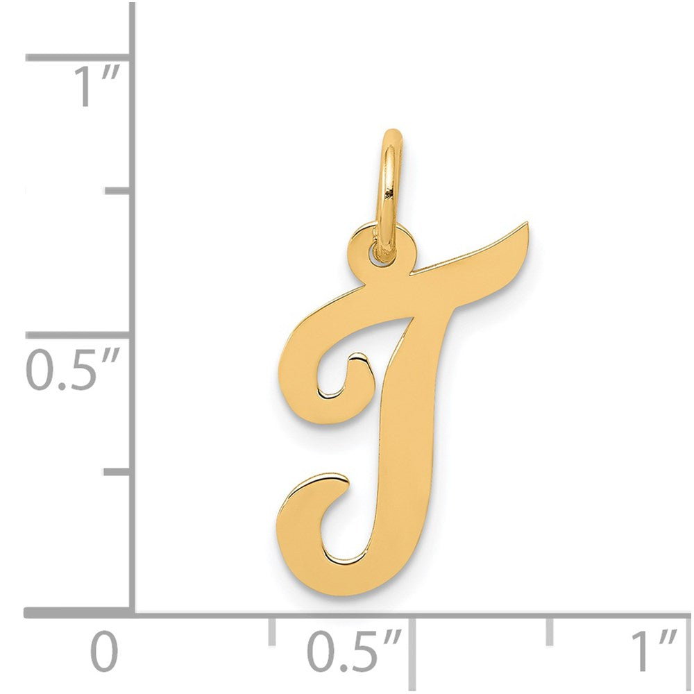 14k Medium Script Letter T Initial Charm
