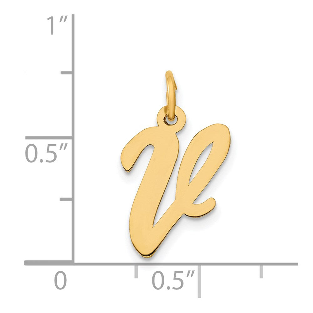 14k Medium Script Letter V Initial Charm