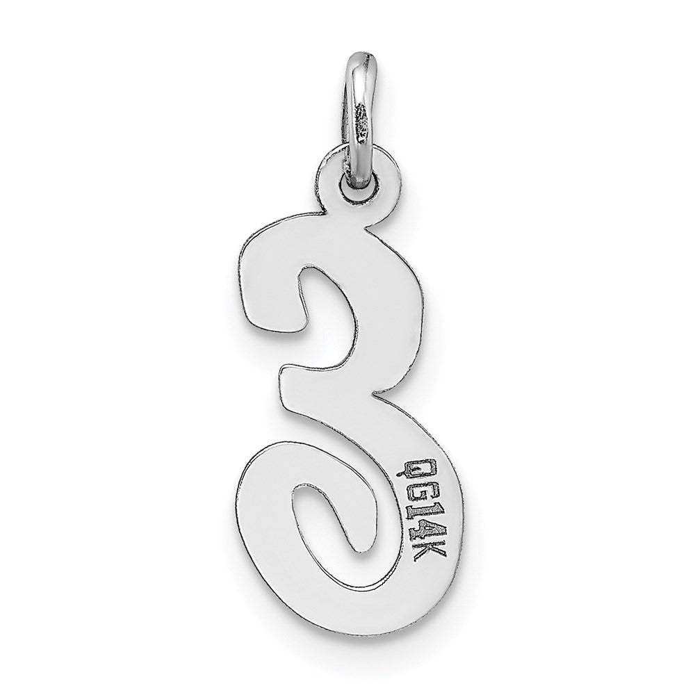 14k White Gold Medium Script Letter E Initial Charm