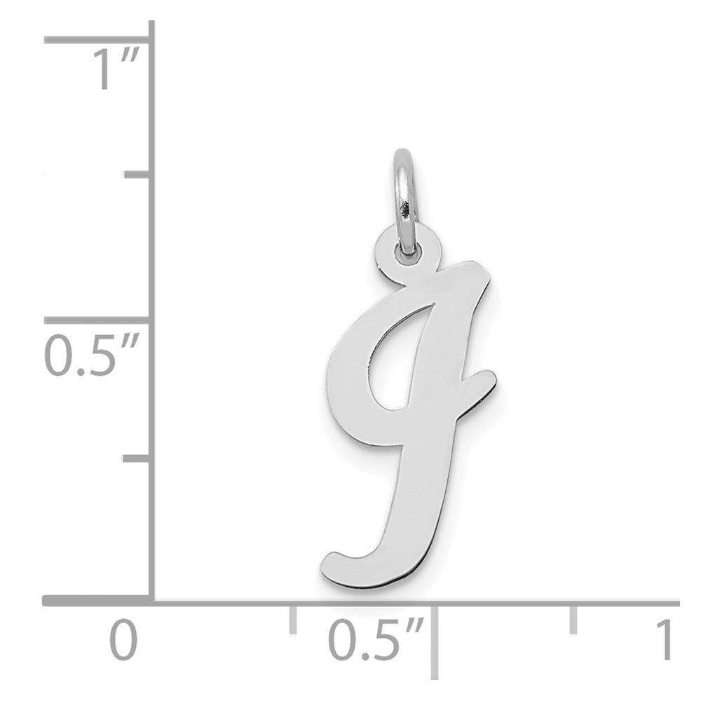 14k White Gold Medium Script Letter I Initial Charm