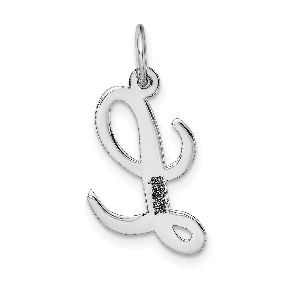 14k White Gold Medium Script Letter L Initial Charm