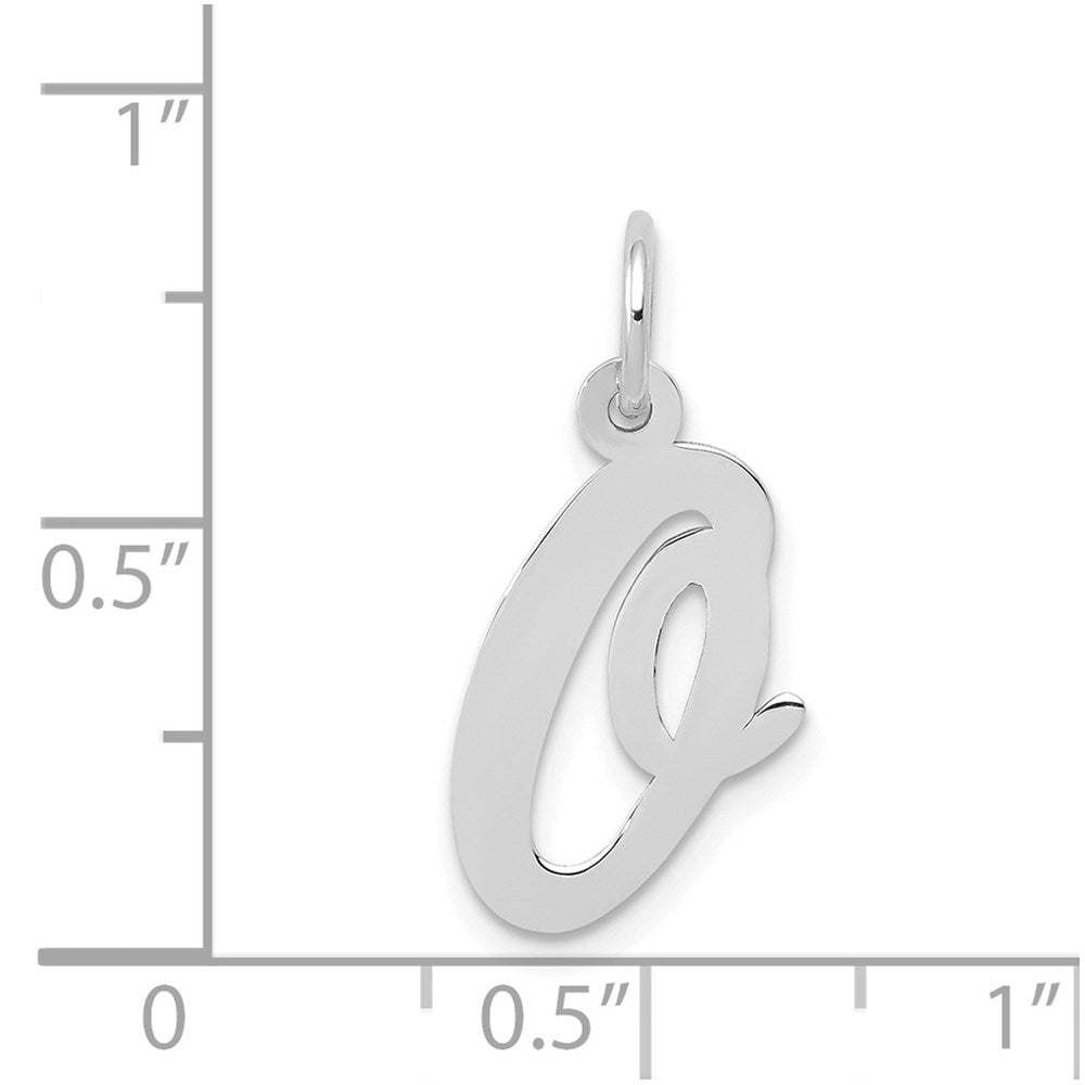 14k White Gold Medium Script Letter O Initial Charm