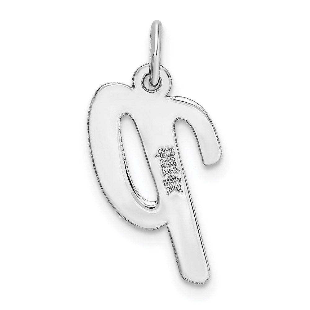 14k White Gold Medium Script Letter P Initial Charm