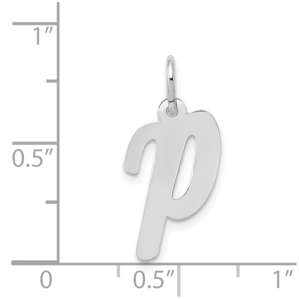 14k White Gold Medium Script Letter P Initial Charm