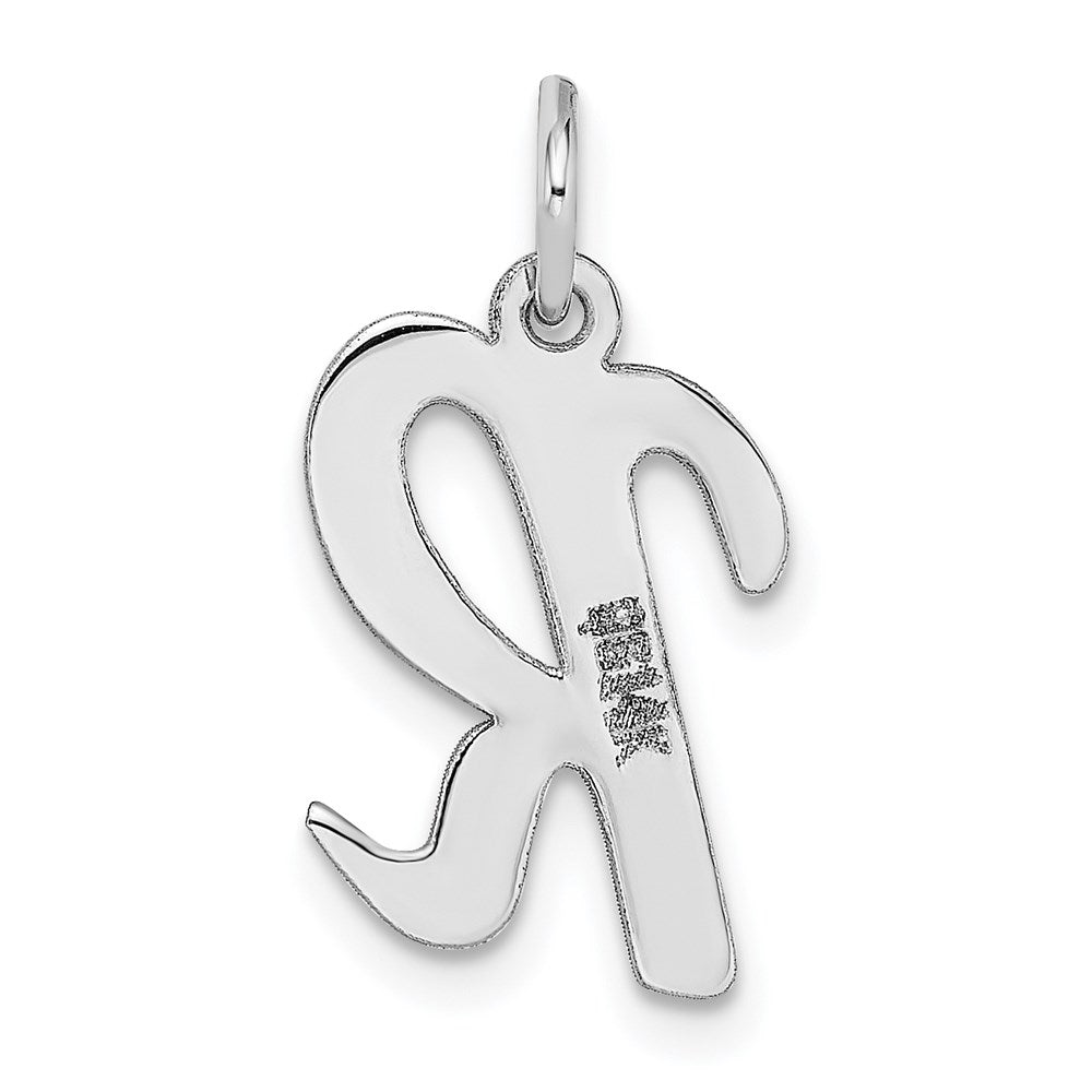 14k White Gold Medium Script Letter R Initial Charm