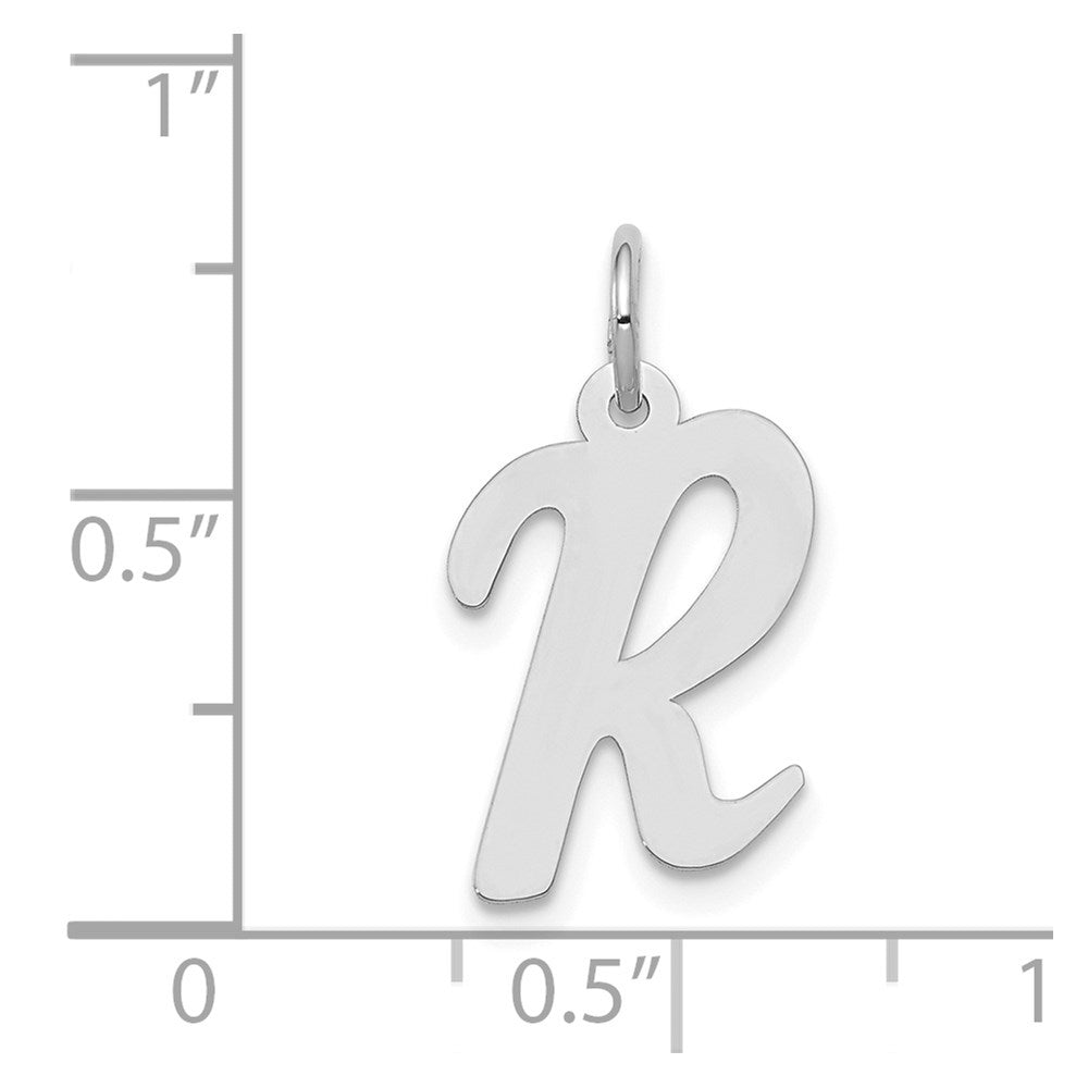 14k White Gold Medium Script Letter R Initial Charm