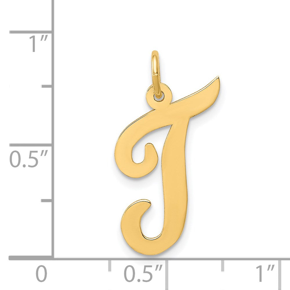 14k Large Script Letter T Initial Charm