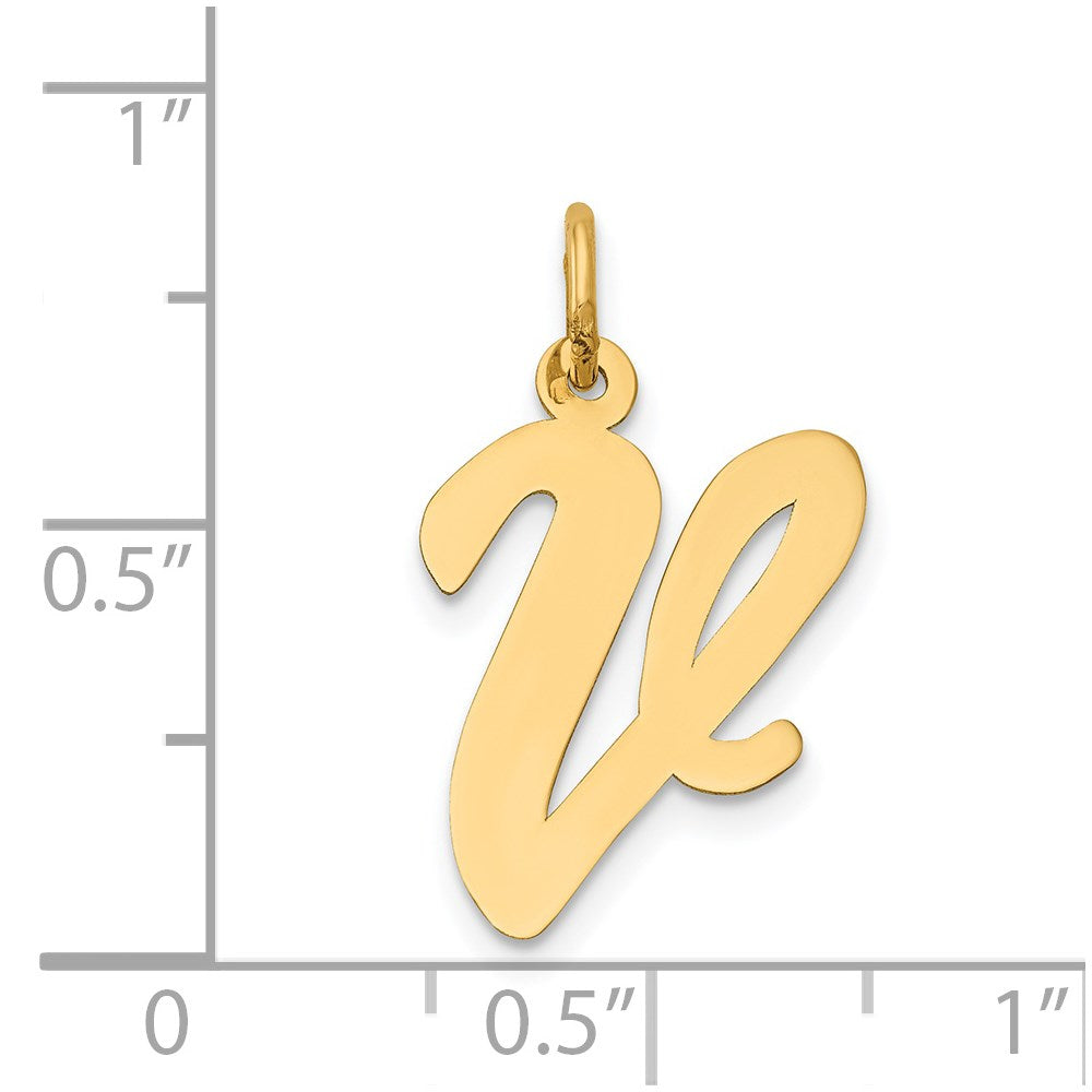 14k Large Script Letter V Initial Charm