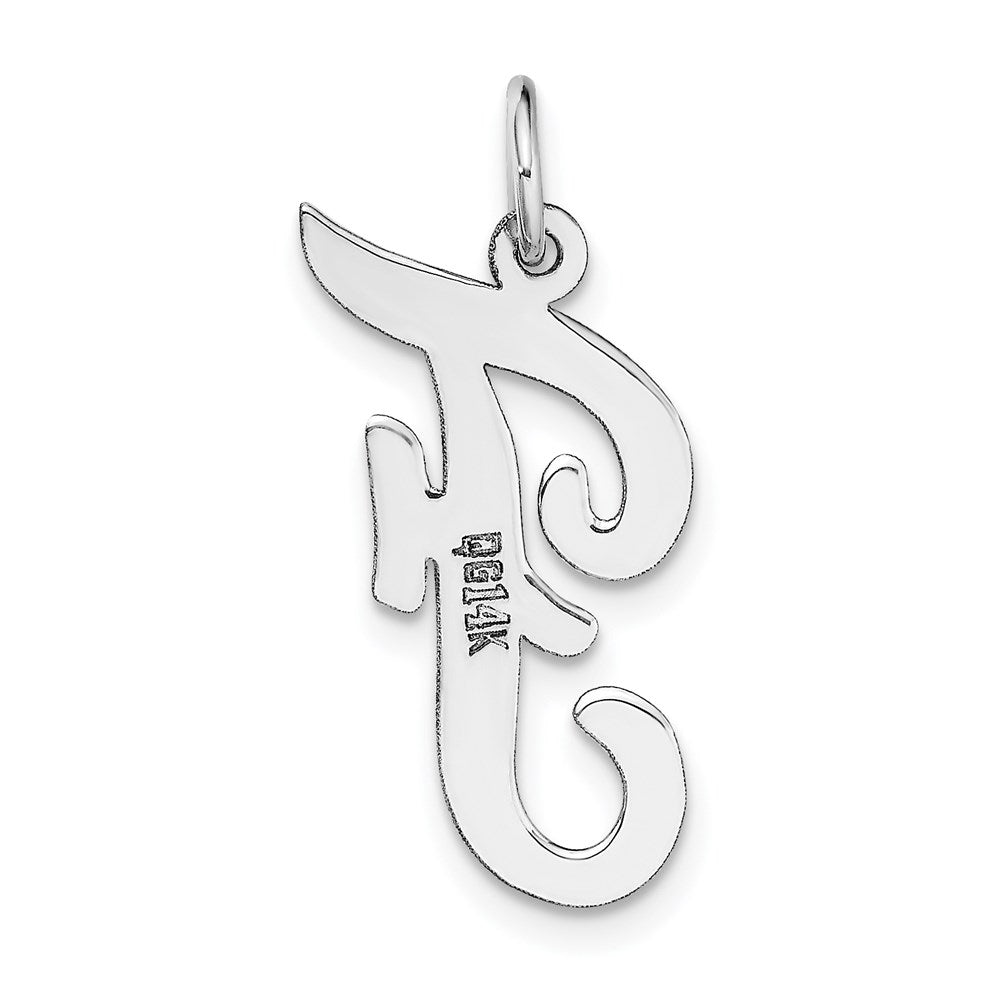 14k White Gold Large Script Letter F Initial Charm