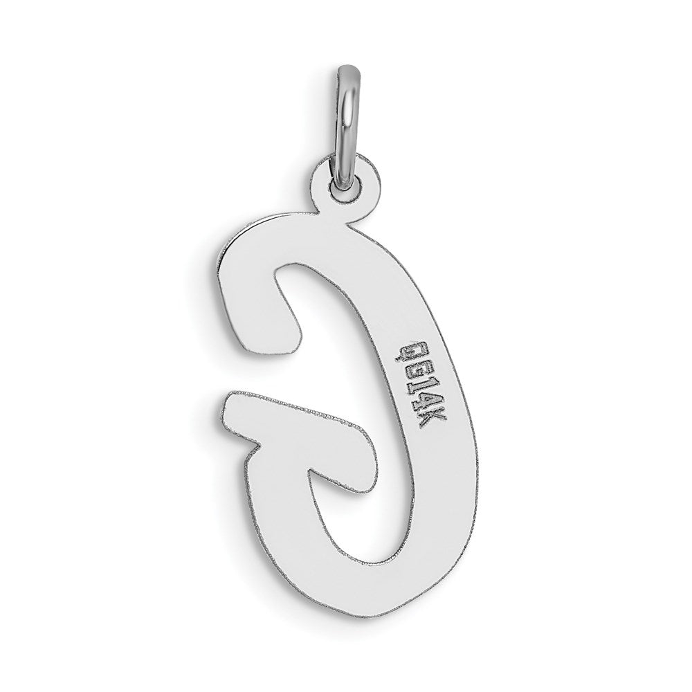 14k White Gold Large Script Letter G Initial Charm
