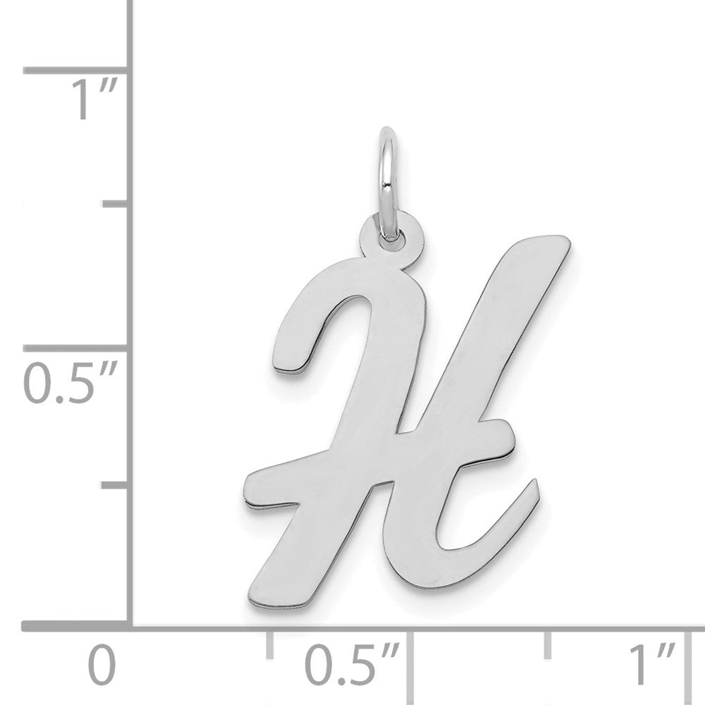 14k White Gold Large Script Letter H Initial Charm