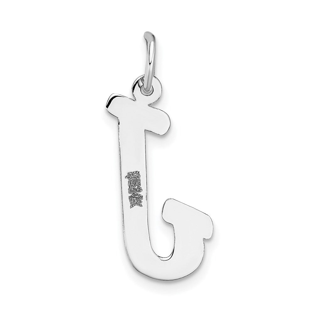 14k White Gold Large Script Letter J Initial Charm