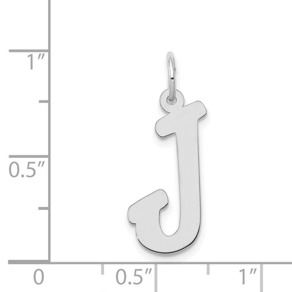 14k White Gold Large Script Letter J Initial Charm