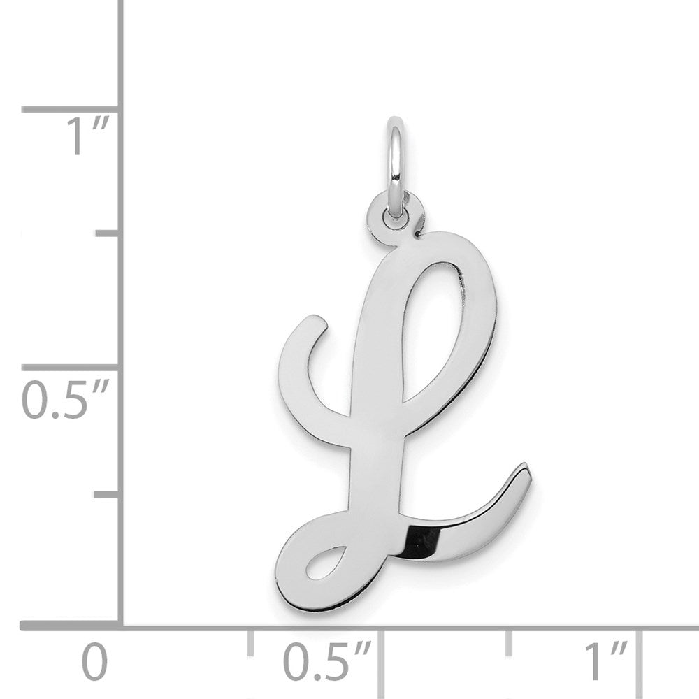 14k White Gold Large Script Letter L Initial Charm
