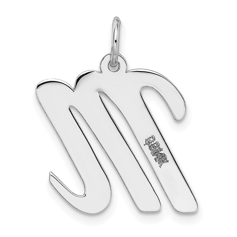 14k White Gold Large Script Letter M Initial Charm