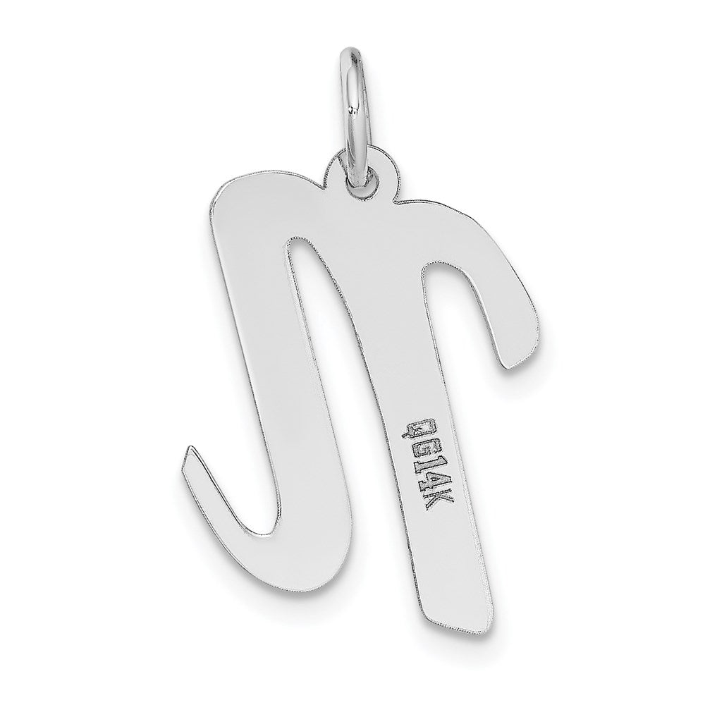 14k White Gold Large Script Letter N Initial Charm