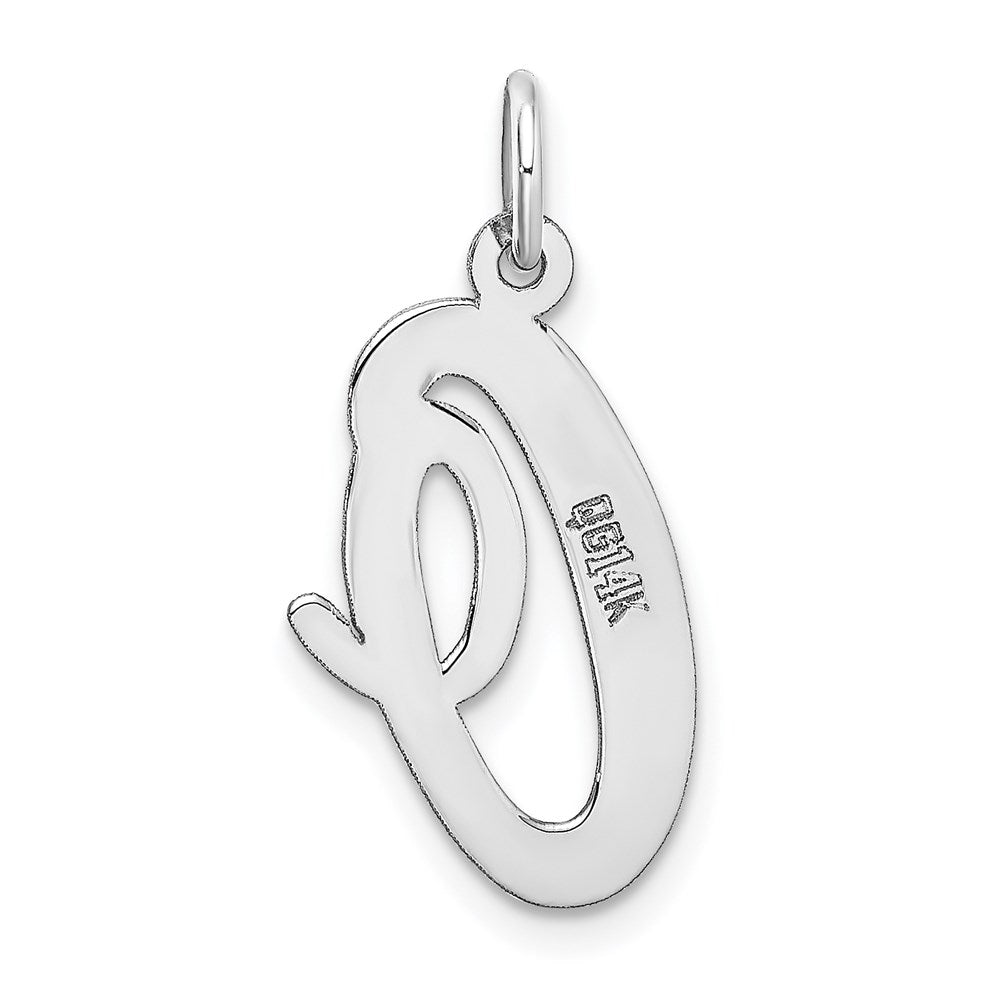 14k White Gold Large Script Letter O Initial Charm