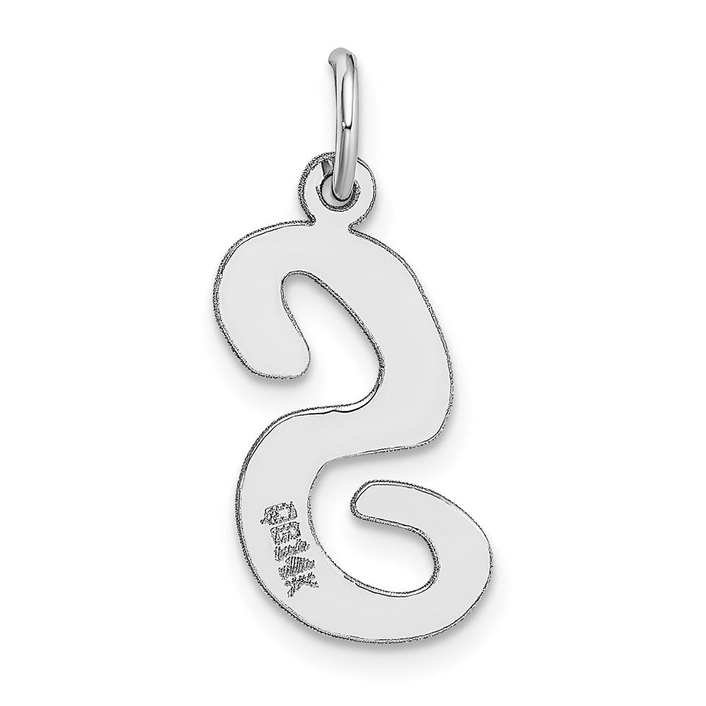 14k White Gold Large Script Letter S Initial Charm