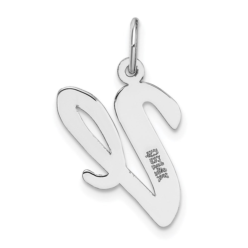 14k White Gold Large Script Letter V Initial Charm