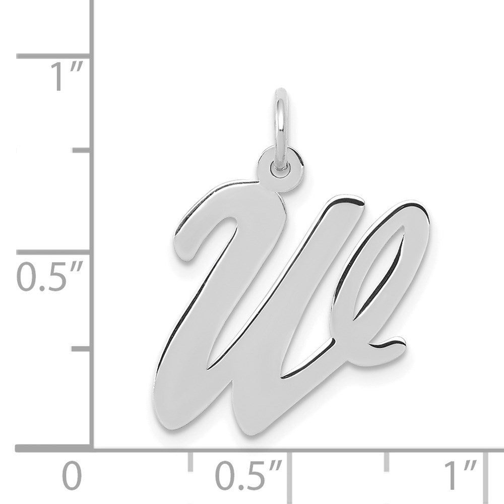 14k White Gold Large Script Letter W Initial Charm