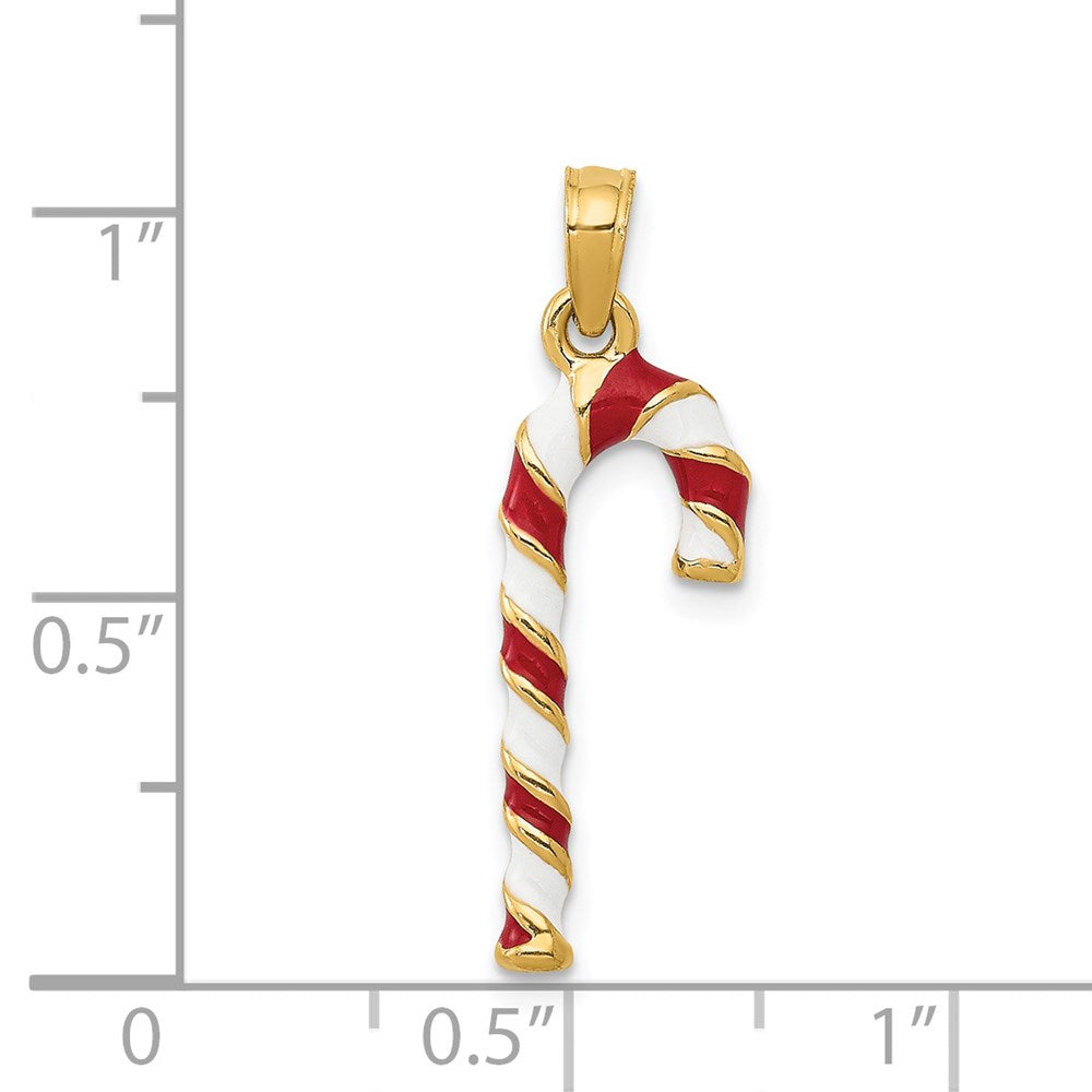 14k 3D Enameled Candy Cane Charm