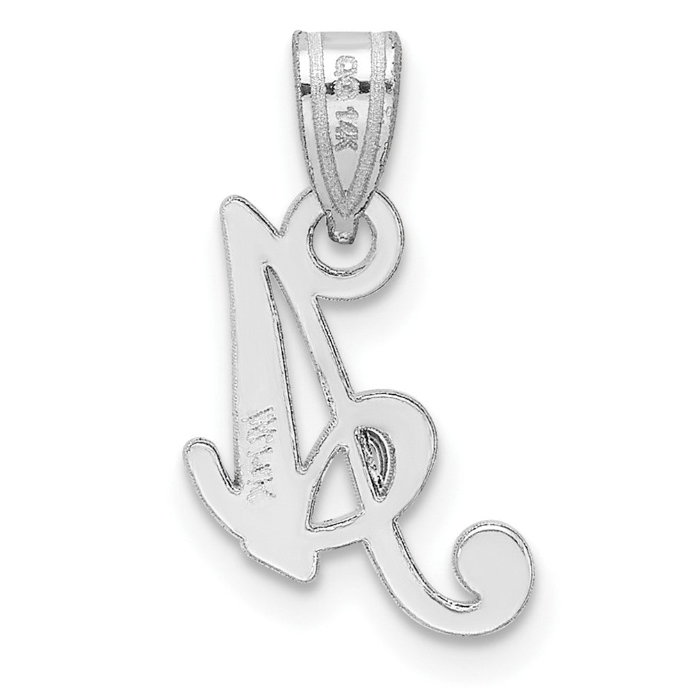 14KW White Gold Script Letter A Initial Pendant