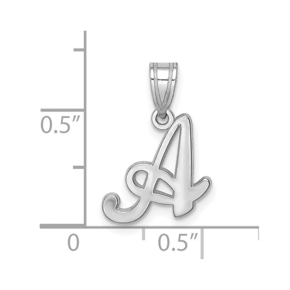14KW White Gold Script Letter A Initial Pendant