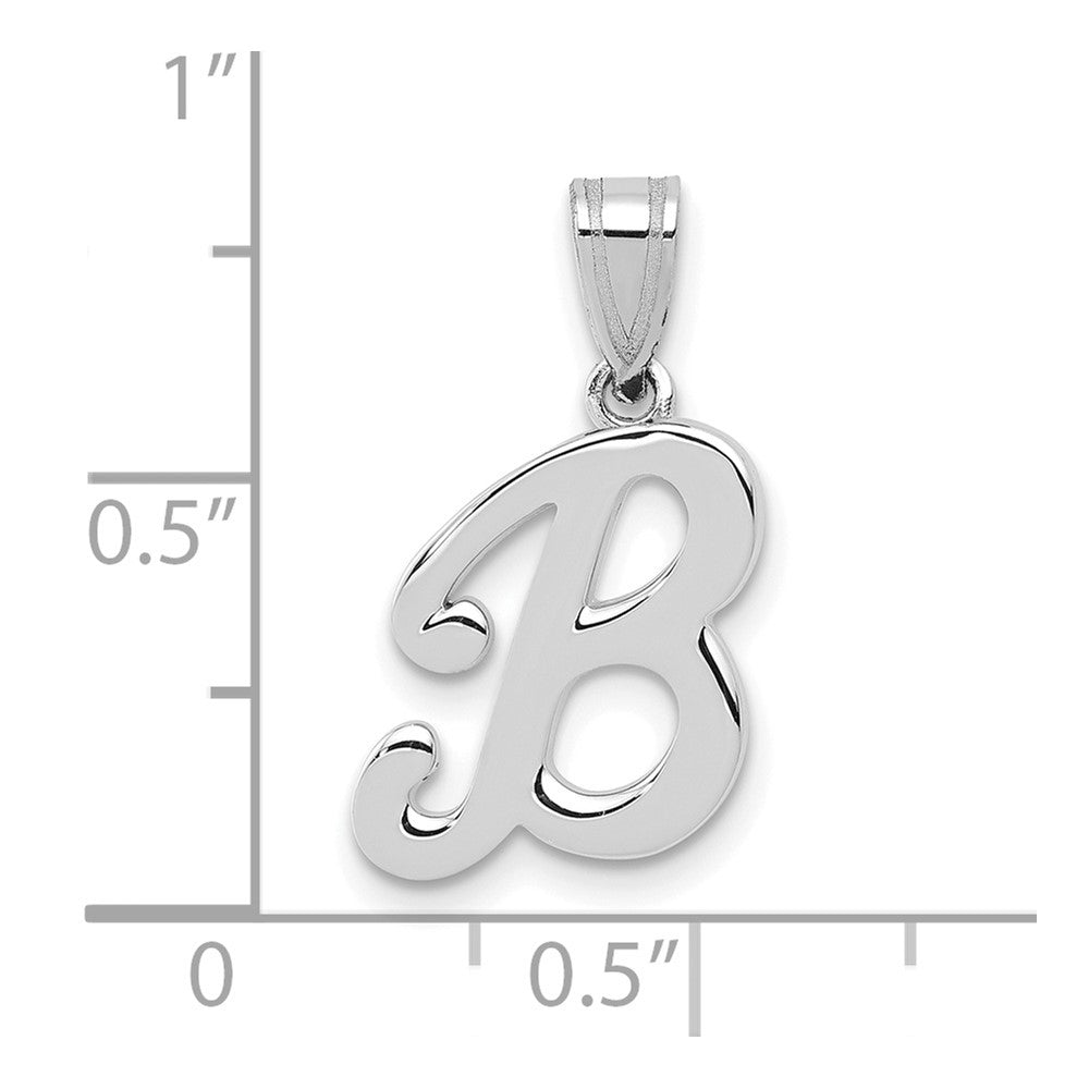14KW White Gold Script Letter B Initial Pendant