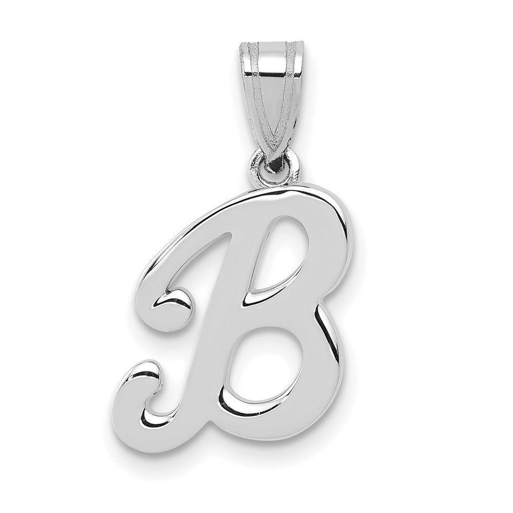 14KW White Gold Script Letter B Initial Pendant