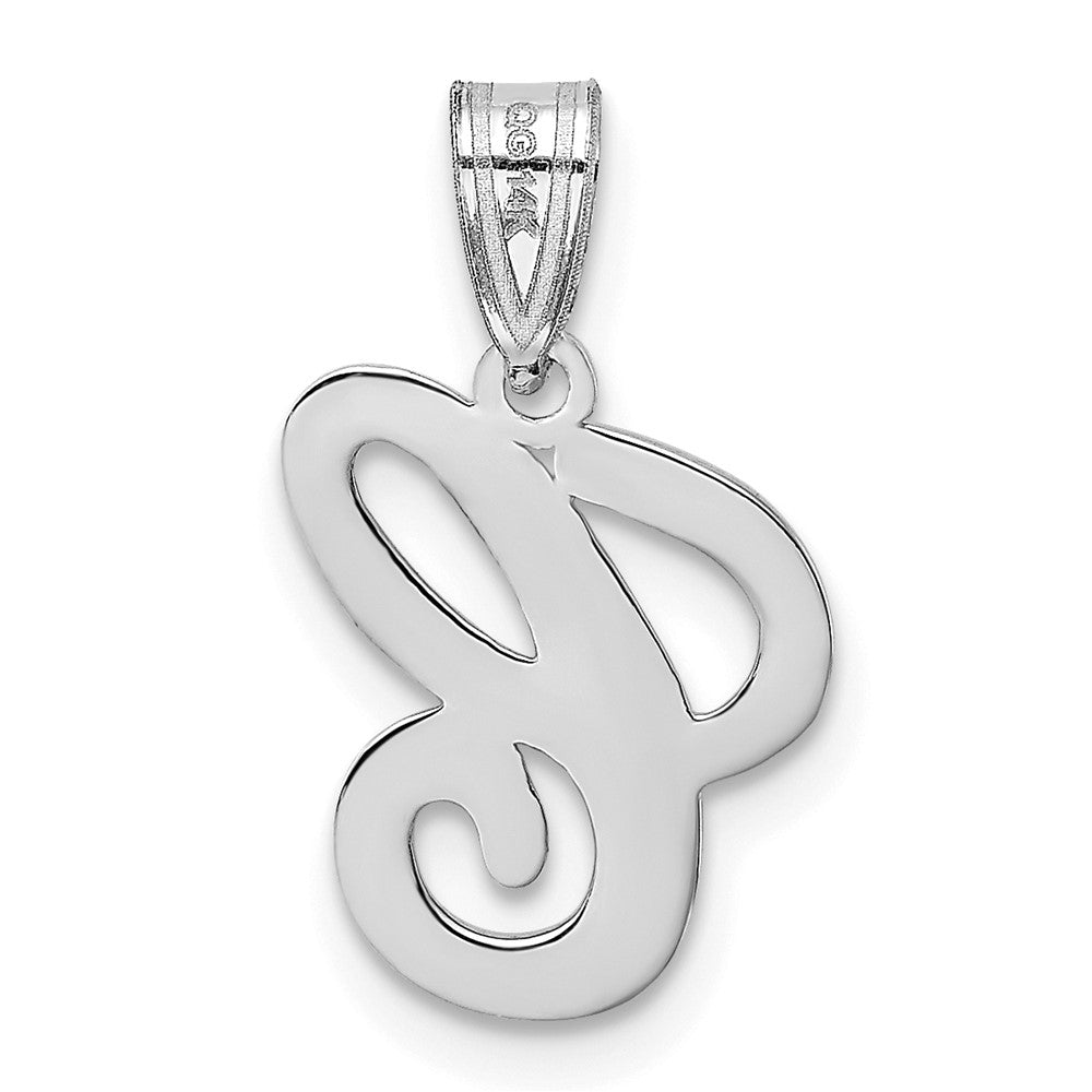 14KW White Gold Script Letter C Initial Pendant