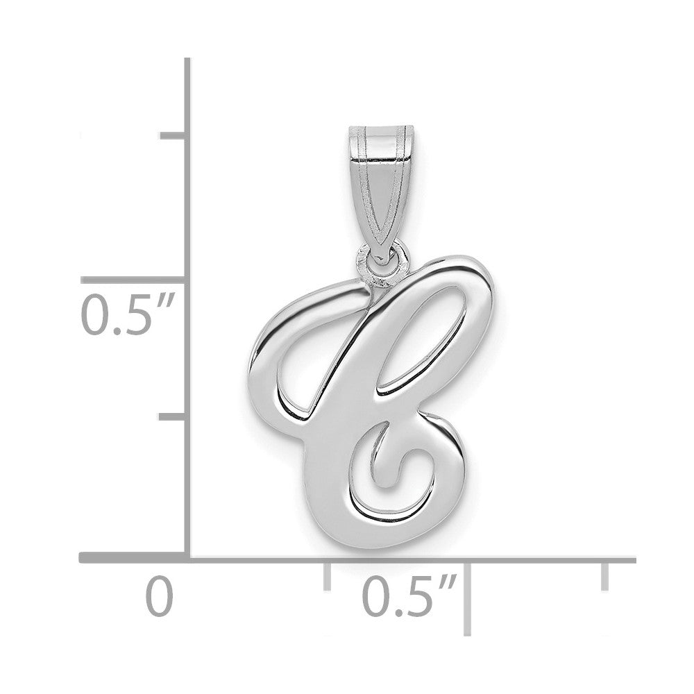 14KW White Gold Script Letter C Initial Pendant