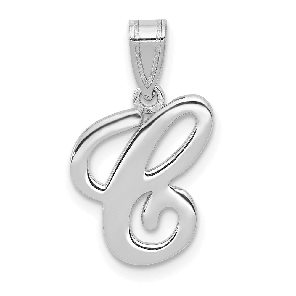 14KW White Gold Script Letter C Initial Pendant