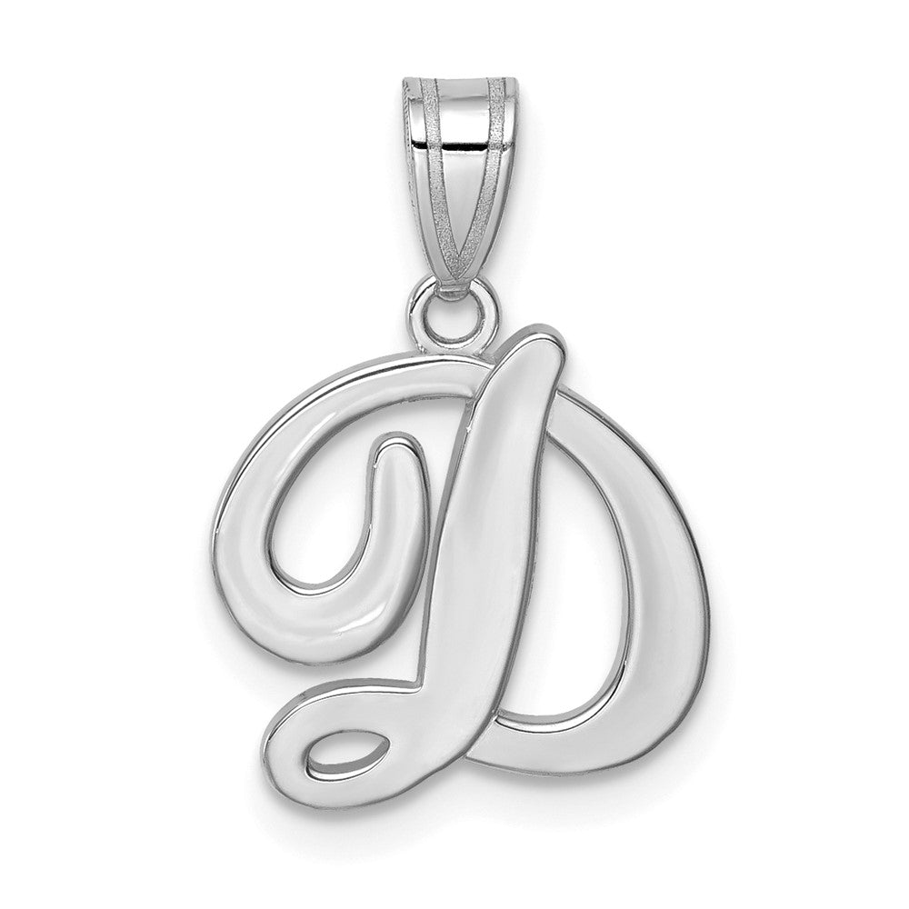 14KW White Gold Script Letter D Initial Pendant