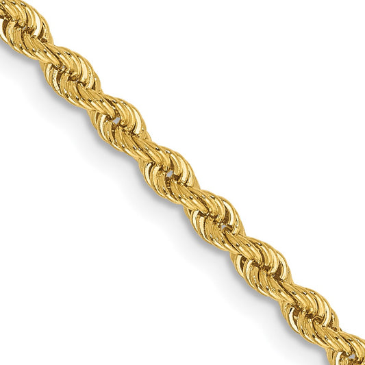 14K 26 inch 2.5mm Regular Rope with Lobster Clasp Chain