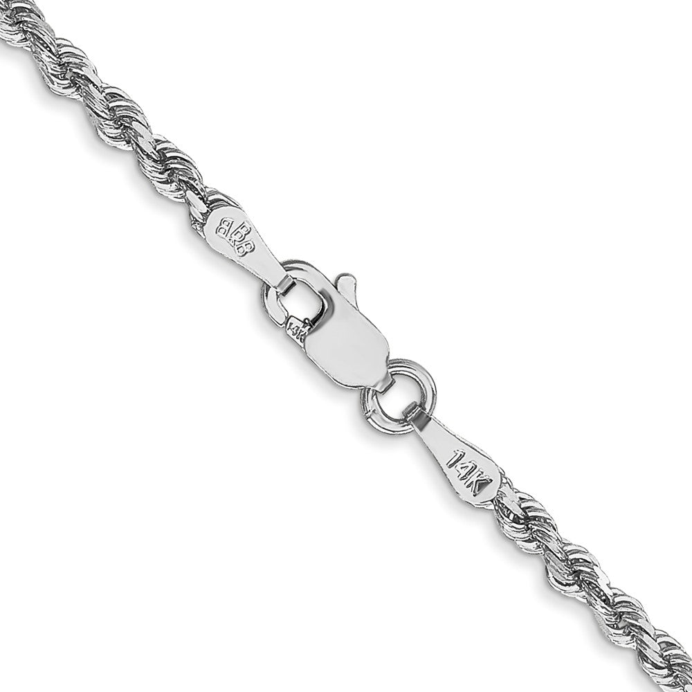 14K White Gold 20 inch 2.25mm Diamond-cut Rope with Lobster Clasp Chain