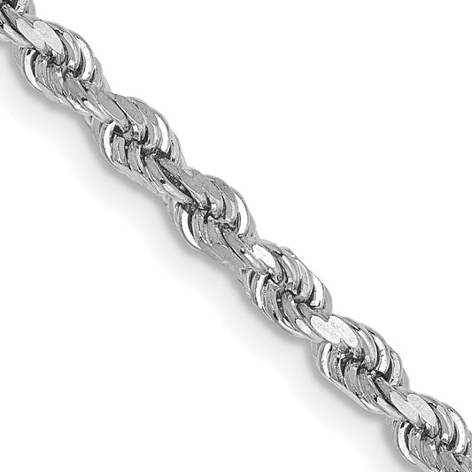 14K White Gold 28 inch 2.75mm Diamond-cut Rope with Lobster Clasp Chain