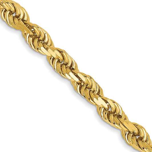 14K 26 inch 3mm Diamond-cut Rope with Lobster Clasp Chain