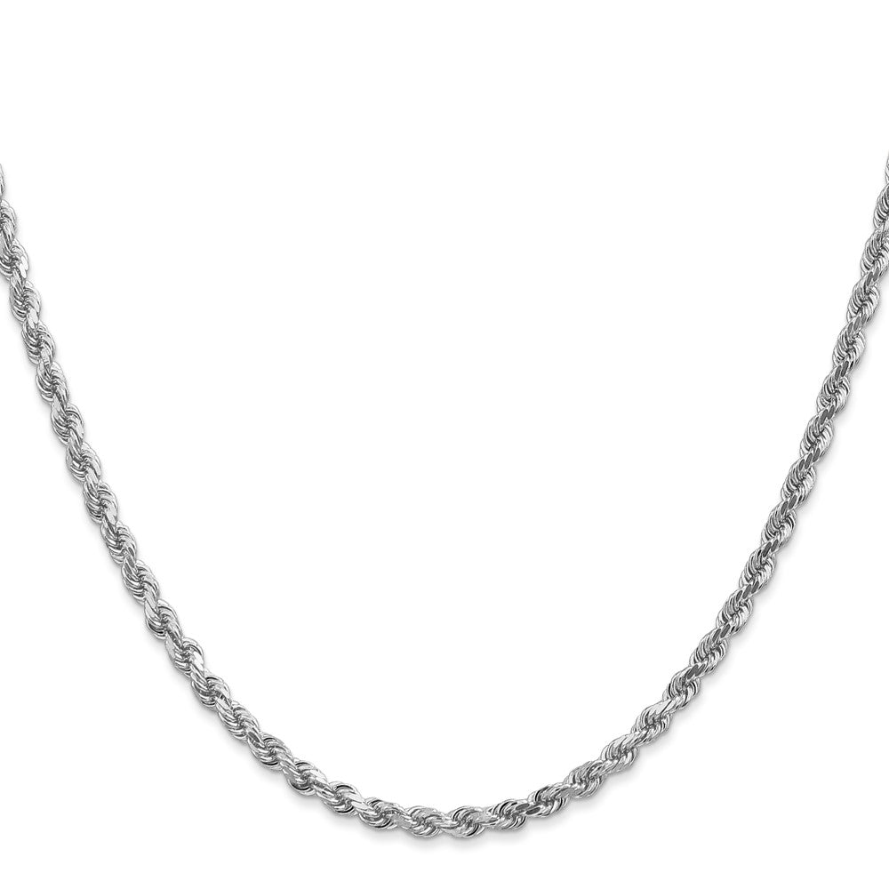 14K White Gold 16 inch 3mm Diamond-cut Rope with Lobster Clasp Chain