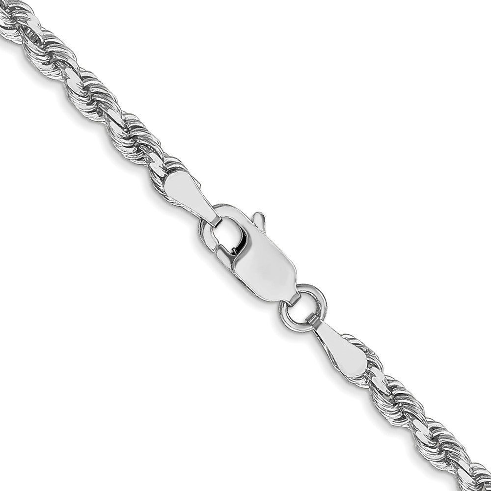 14K White Gold 16 inch 3mm Diamond-cut Rope with Lobster Clasp Chain