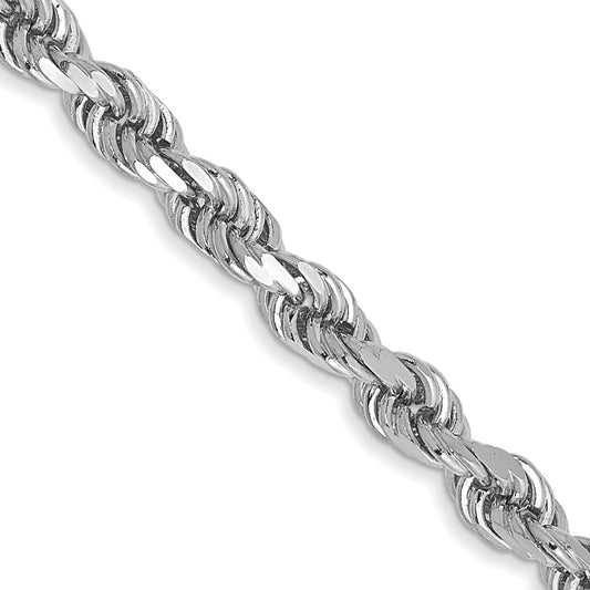 14K White Gold 24 inch 3mm Diamond-cut Rope with Lobster Clasp Chain